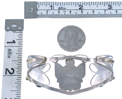 Zuni Indian Multicolor Sterling Silver Butterfly Inlay Cuff Bracelet BX116991